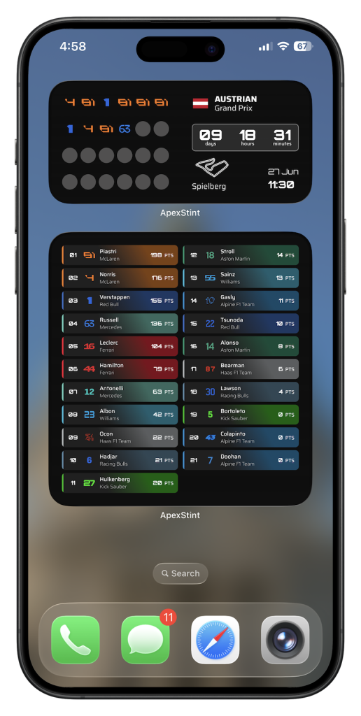 F1 widgets