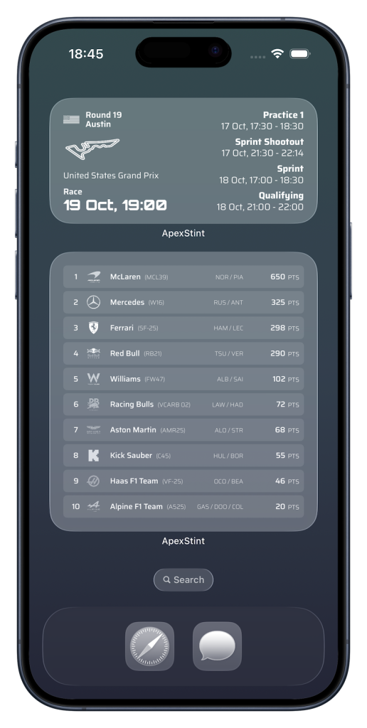 F1 widgets
